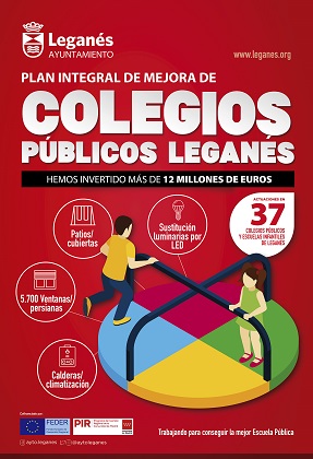 El Ayuntamiento completa el Plan Integral de Mejora de los colegios públicos de Leganés con la inversión de más de 12 millones de euros en 37 centros de la ciudad
