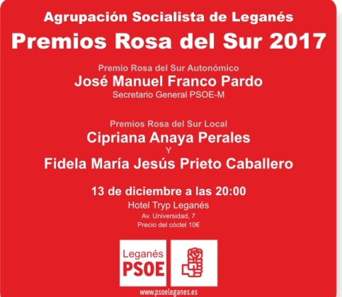 Entrega de Premios Rosa del Sur de la Agrupación Socialista de Leganés 